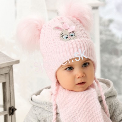 Detské čiapky zimné dievčenské so šálikom - model 1/724